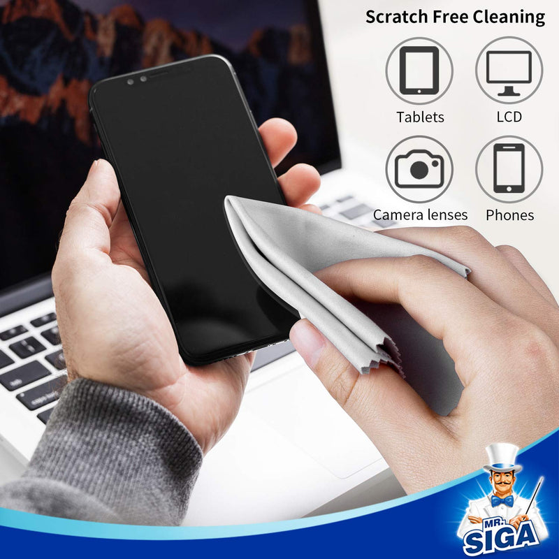 MR.SIGA Premium Microfiber Cleaning Cloths for Lens, Eyeglasses, Screens, Tablets, Glasses, 6 Pack, 6 x 7 inches (15 x 18 cm) Navy/Gray 6 Pack-6 X 7 inch