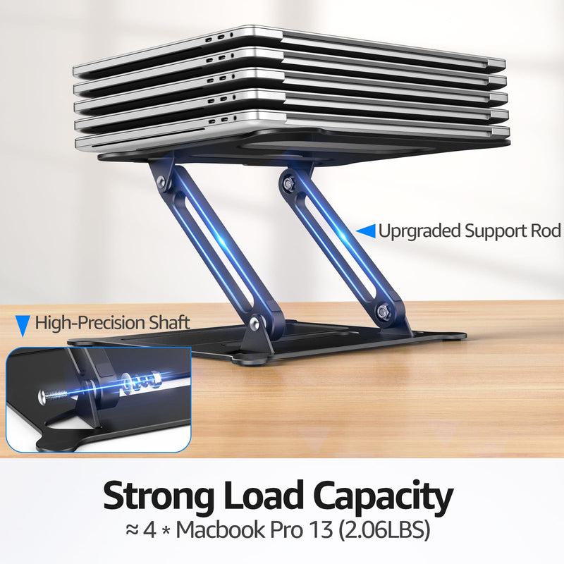 Urmust Laptop Notebook Stand Holder Adjustable Laptop Stand Portable Computer Riser Compatible with MacBook Air Pro HP Dell XPS Lenovo All Laptops 10-15.6"(Black) A-Black