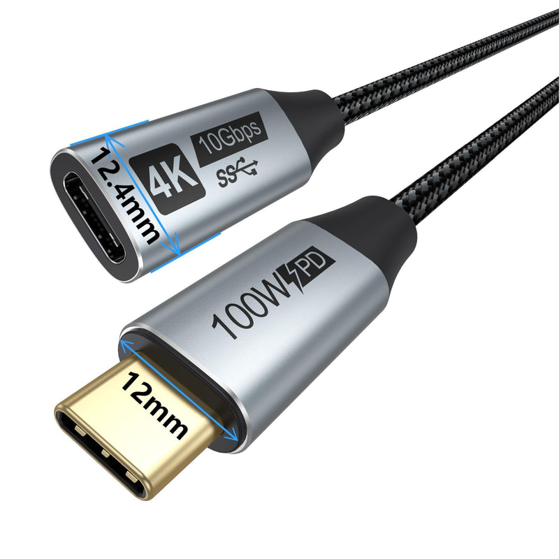 USB C Extension Cable 6FT 5-Pack,USBC Extender Cord USB 3.2(10Gbps) Male to Female Extension Cable 4K@60Hz Video Output,100W Charging for MacBook Pro/Air, Switch, Laptop and Mobile Phone-Grey Grey