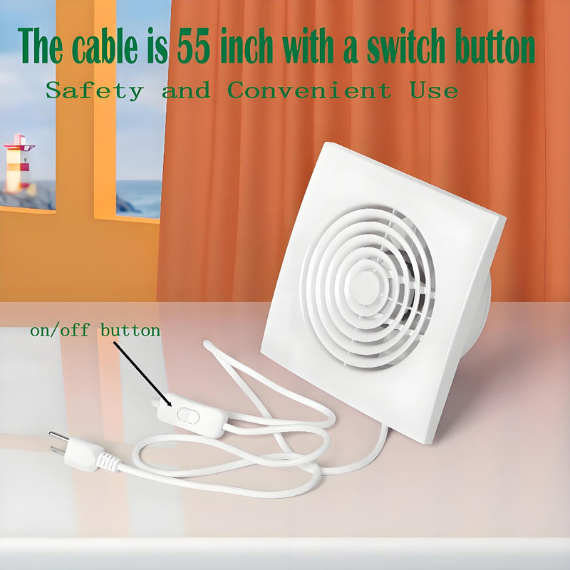 6 Inch Exhaust Fan Bathroom Exhaust Fan with Damper ABS Waterproof Ventilation Fan for Kitchen Garage Bedroom Home Office Ceiling & Wall Mount White