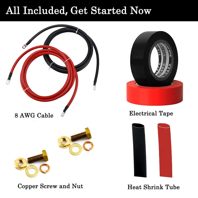 Trolling Motor Battery Cable Extension Kit 8AWG Cable Extension 50Amp with Terminals for Fishing Boat Trolling Motor Solar Panel Automotive(Red & Black) 8AWG 10FT