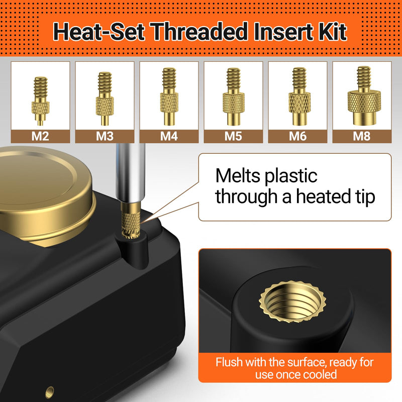 Preciva Threaded Inserts Soldering Tips Set, 6-Piece Soldering Tips for Thread Insert + 350 Pieces Thread Inserts M2/M3/M4/M5/M6/M8