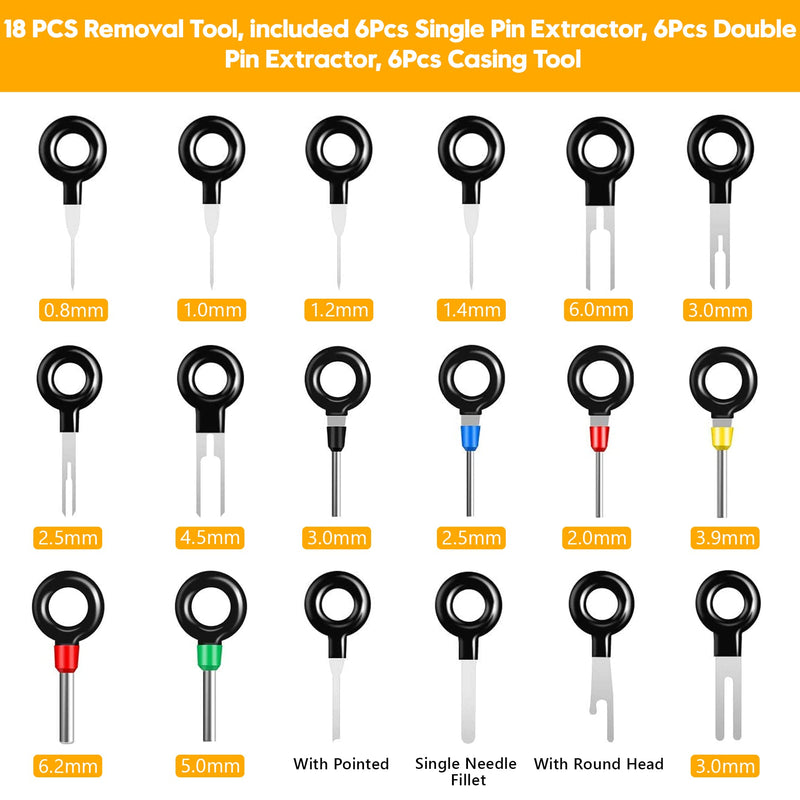 Terminal Removal Tool Kit, 82 Pcs Terminal Removal Extractor Set, Depinning Pin Release Ejector Wire Connector for Car Auto Electrical Wiring Tool Set