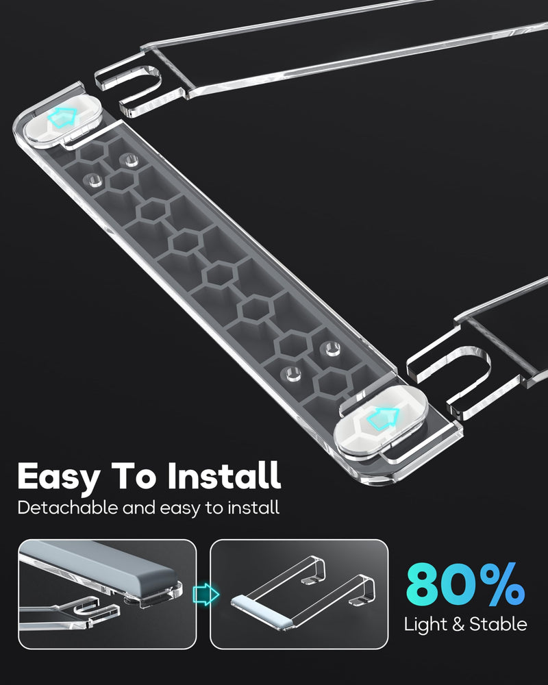 Clear Acrylic Laptop Stand for Desk, with Wrist Rest, Ergonomic Detachable Mount Compatible with 10-17'' All Laptops Such as MacBook Air Pro/HP/Dell/Lenovo Acrylic Clear