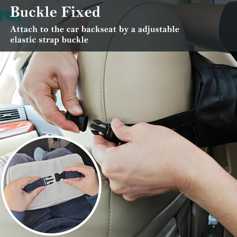 Car Tissue Holder for 120 Standard Tissue,Leather PU Tissues Box Cover for Car Backseat,Extra Large Rectangle Napkin Holder Soft Rectangular,Fits for Kleenex tissues,for Storage& Organization (Black) Black