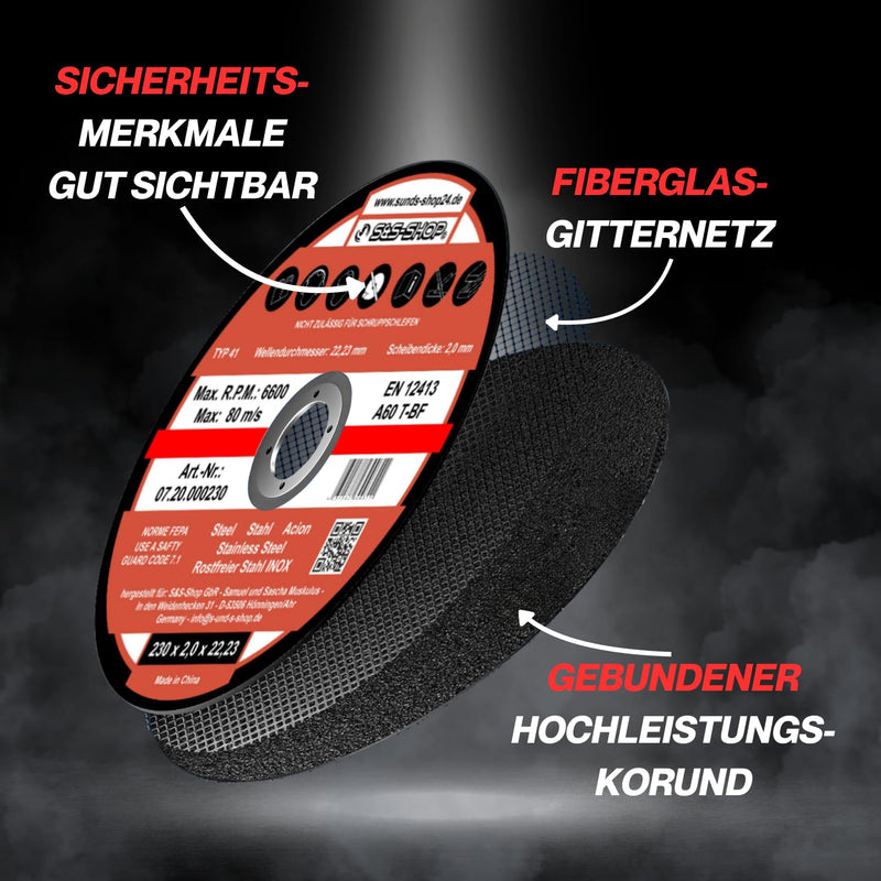 Pack of 100 cutting discs Ø 125 x 1.0 mm | INOX cutting discs | for metal steel stainless steel | Angle grinder flex discs grinding discs
