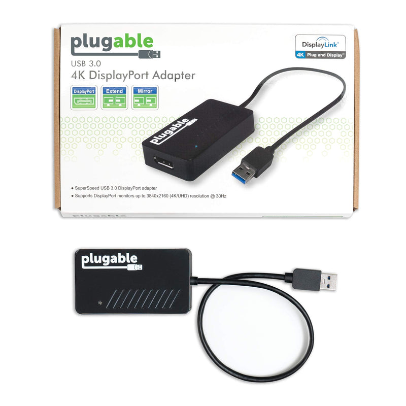 Plugable USB 3.0 to DisplayPort 4K DisplayLink Video Graphics Adapter for Multiple Monitors up to 3840x2160 Supports Windows, Mac, and ChromeOS