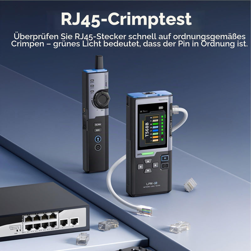 Network Tester, Network Tester, Cable Network Cable Tester, Interference-free PoE Cable Test, Crimp Test, Cable Speed, Port Flashing Detection, NCV Contactless Detection (LPM-10A)