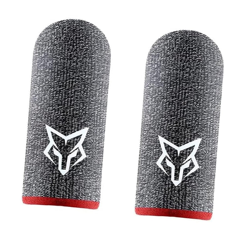 Finger Sleeves for Mobile Game Breathable Touchscreen V7 Pack (6pcs) Profesional Finger Gloves Gamer PUGB Free Fire COD (Black/Red) Black / Red