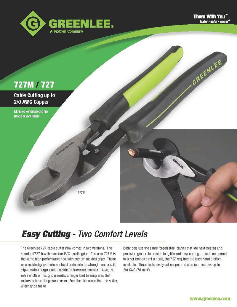 Greenlee 727M Cable Cutter With Cushion Grip Handles, 9-1/4"