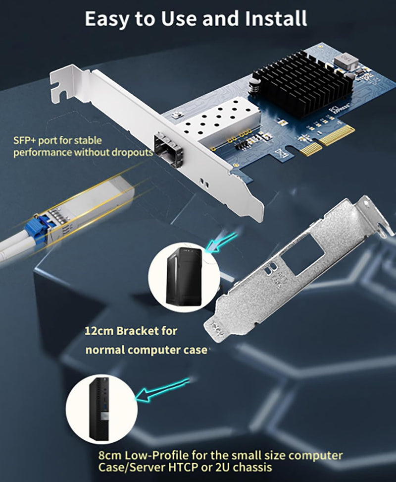 10Gb Open SFP+ PCI-e Network Card, with Intel 82599(X520-DA1) Controller, 10Gbps Ethernet Adapter, 10Gbe 10G NIC Card, Support Windows/Windows Server/VMware