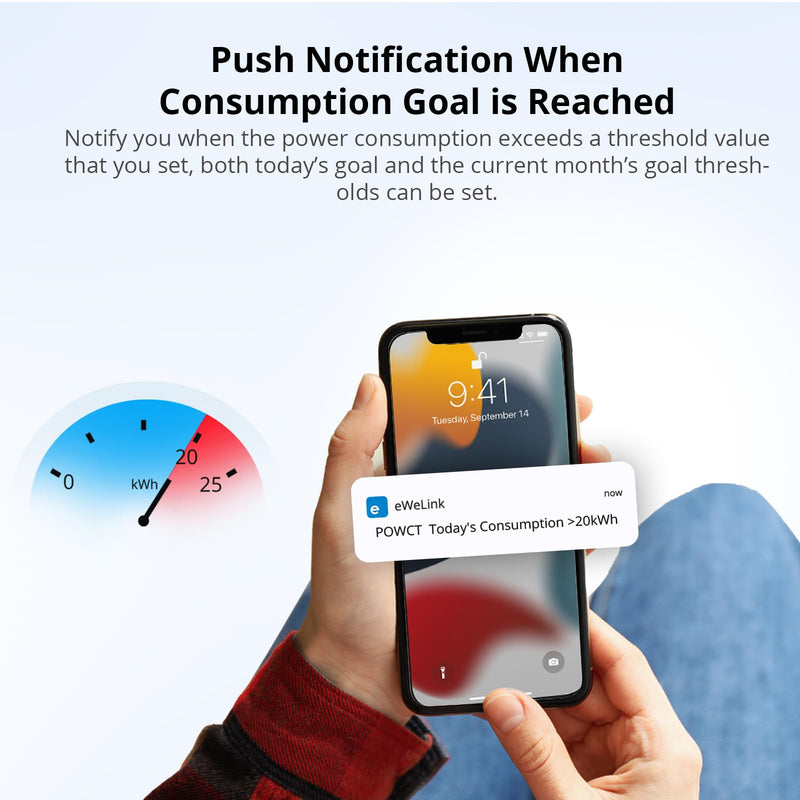 SONOFF POWCT Smart Power Meter, WiFi Connected Switch with Overload Protection, Real-Time Energy Monitoring, LCD Display, Work with Amazon Alexa/Google Home/IFTTT