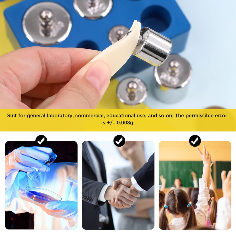 Precision Scale Calibration Weight Set 10g 2 x 20g 50g 2 x 100g 200g Steel Weights Calibration with Tweezers for Digital Scale Jewelry Scale M2 Class (Total 500g)