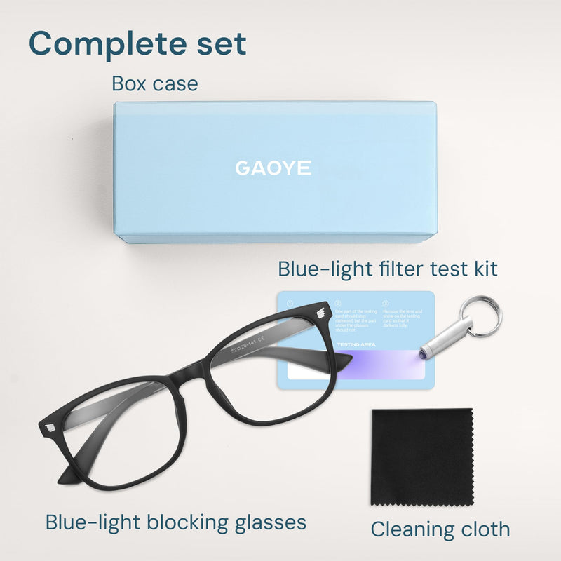 Gaoye Blue Light Glasses for Computer & Gaming - Anti UV Ray Lenses, Scratch-Resistant & Comfort Fit Medium Matte Black 1