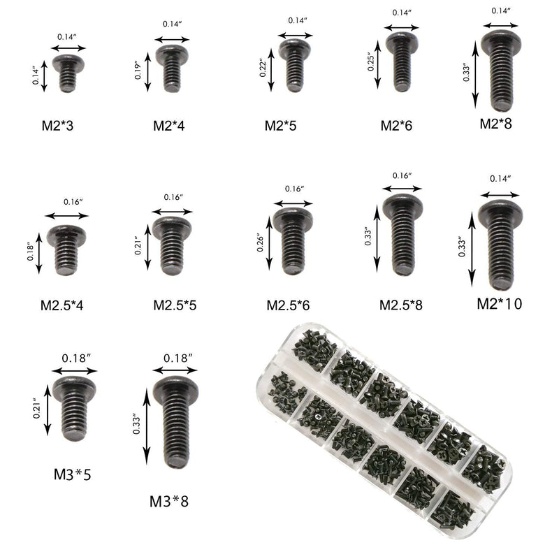 360pcs 12sizes Laptop Notebook Tiny Computer Replacement electronic Screws Assortment Kit Black,M2 M2.5 M3,for Lenovo Toshiba Gateway Samsung HP IBM Dell Sony Acer Asus Hard Disk SATA SSD M.2 360pcs