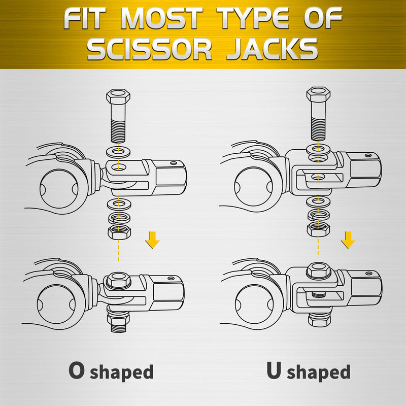 TONDA Scissor Jack Adapter for 1/2 Inch Impact Wrench or 13/16 Inch Lug Wrench, Scissor Jack Drill Adapter for Impact Drills Socket Automotive Jack RV Trailer Leveling Jack 1 PACK