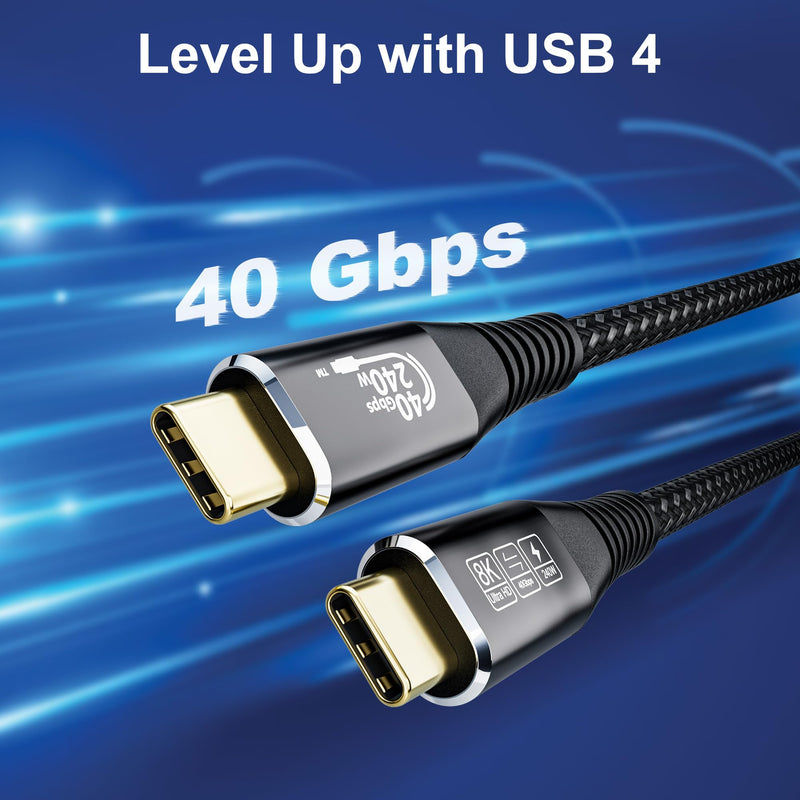 USB c Video Cable, 3.3 ft - 240W Charging, 40Gbps Data & Video Transfer, Supports 8K Resolution, Compatible with Thunderbolt 4/3 MacBook Pro, Docking Stations, USB 4 & 3.2 Gen 2 Devices 40Gbps DATA TRANSFER cable-1M/3.3ft
