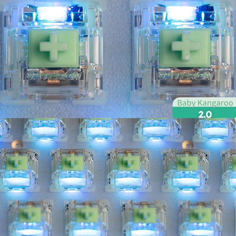 Gateron Baby Kangaroo 2.0 Keyboard Switches, 5-Pin Pre-lubed 59gf Heavy Tactile Switches,22mm Dual-Stage Spring,Suitable for MX Mechanical Keyboards (72PCS,Green) 72PCS