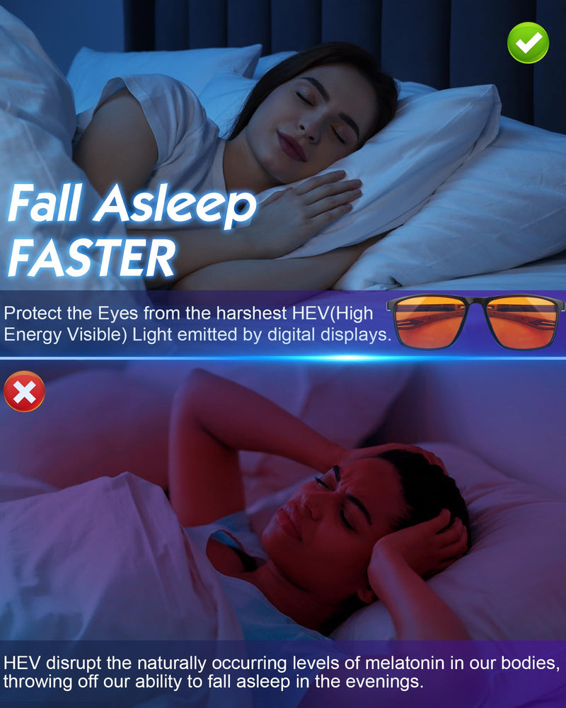 Blue Light Blocking Glasses Gaming- Filtering Computer Gaming Screen/TV/Phone UV Blue Ray Black Dark-orange