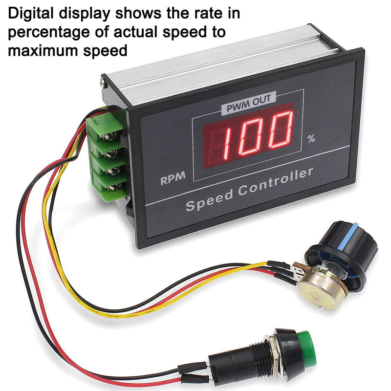 Greluma 1PC DC 6-60V 12V 24V 36V 48V 30A Adjustable PWM Motor Speed Controller Digital Display DC Motor Control Regulator with Start Stop Switch DC motor speed controller 2-1