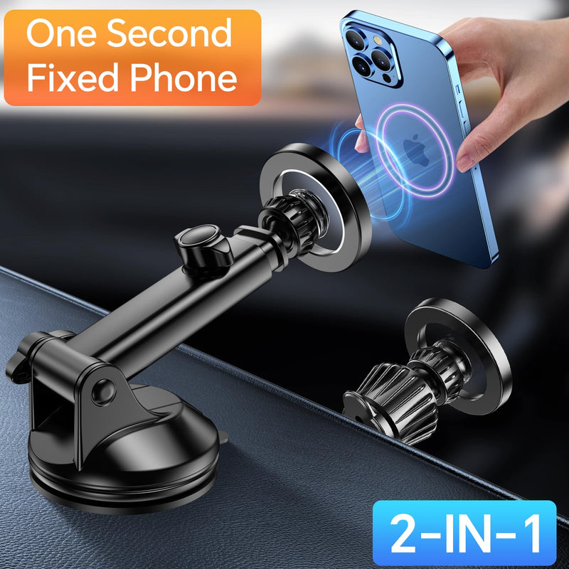 for iPhone MagSafe Car Mount【 Windshield + Vent + Dash 】 Window Magnetic Phone Holder for Car Magsafe Suction Mount【360° Rotation】 Dashboard Car Phone Holder Mount for iPhone 15 14 13 12 Pro Max Plus