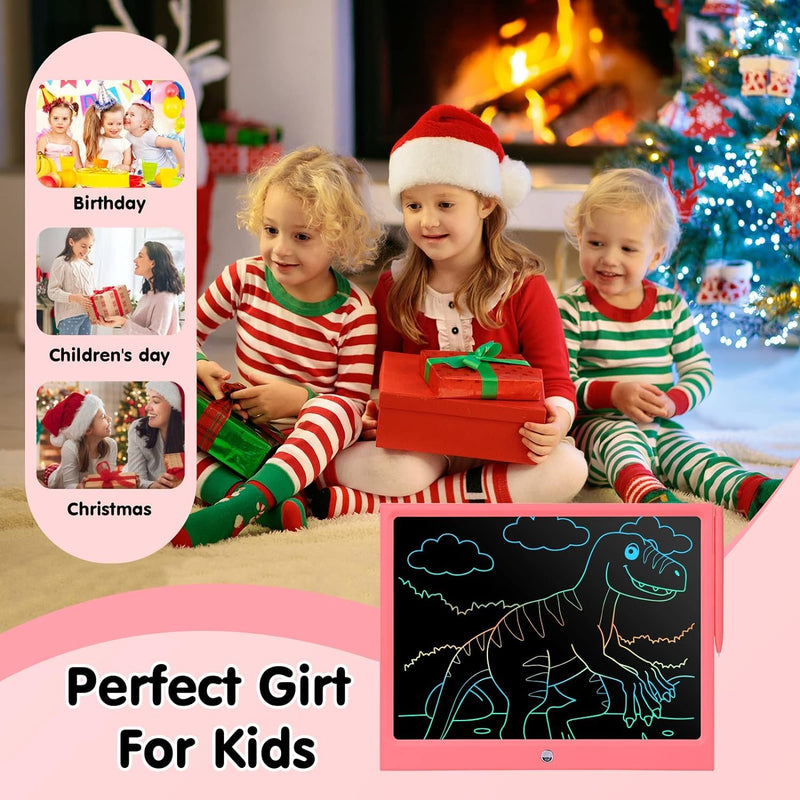 EooCoo 15 Inch LCD Writing Tablet for Kids, Electronic Colorful Screen Drawing Tablet Pad, Educational Magnetic Doodle Board Toys for 3 4 5-7 Years Old Kids, Easter Gifts for Boys and Girls,Pink