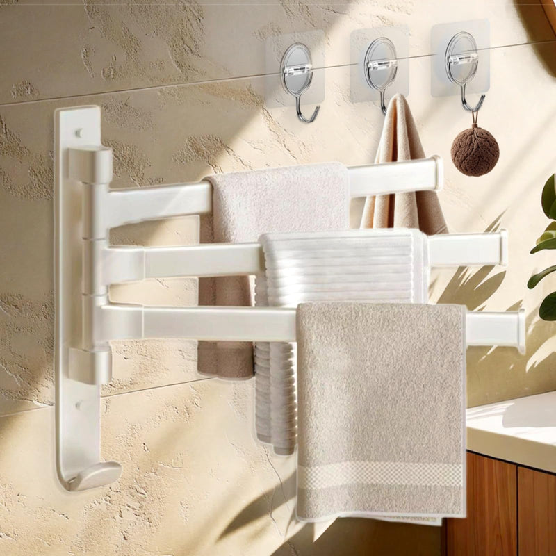 Krisme Home 3-Tier Free Standing Towel Rack for Bathroom, Pool, or RV - Movable & Sturdy Blanket Ladder - Clothes Drying Rack & Towel Holder for Bathroom Storage, Display & Home Decor - White