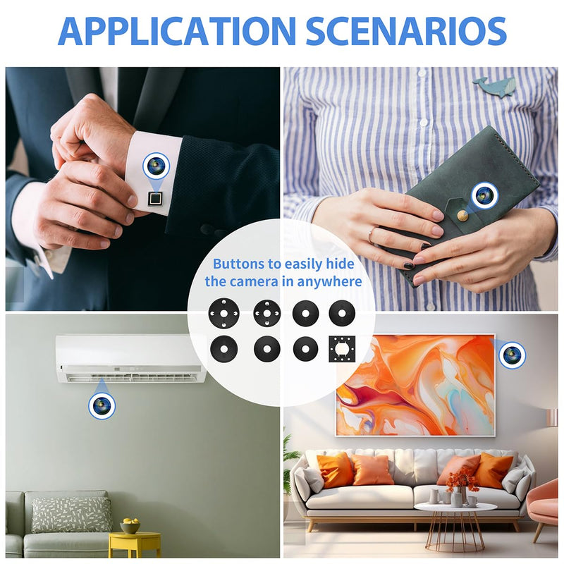 Full 4K HD Mini Hidden Camera, DIY Module Tiny Spy Wireless Remote Control Small Nanny Cam with Free 64G SD Card, Smart Home Surveillance Equipment for Security(No Need Wi-Fi)
