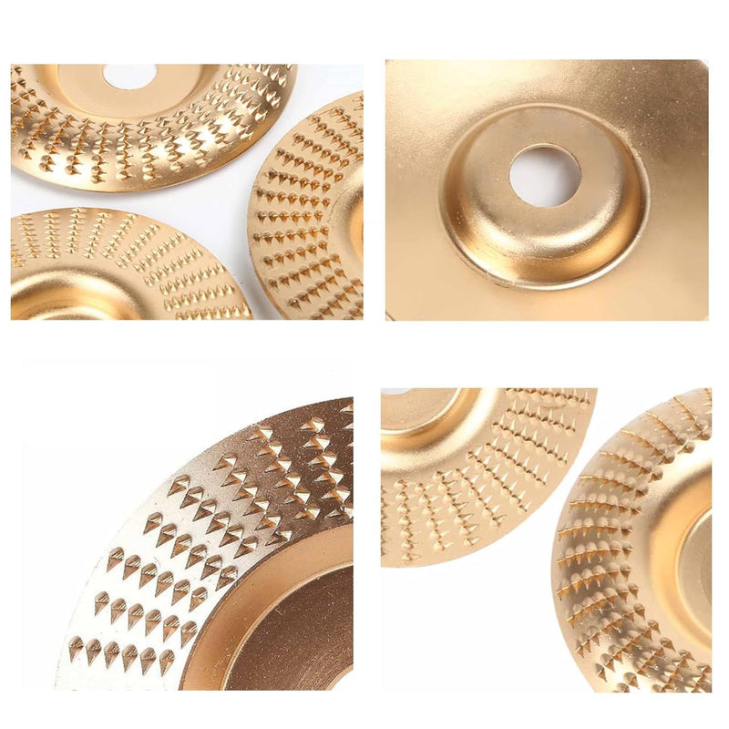 Milling Disc for Angle Grinder Wood 115/125 mm Angle Grinder with 7/8 Inch (22 mm) Wood Sanding Disc Sanding Discs for Shaping, Sanding and Cutting (100 & 75 mm, 4 Pieces, Gold) 100 & 75 mm, 4 pieces