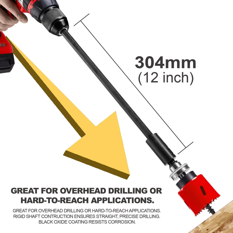 GEINXURN General Quick-Change Hole Saw Mandrel Kit, Includes 7/16-inch and 3/8-inch Arbor, 3 Pilot Drills, 2 hex Wrenches,Springs with 8“-3/8 inch and 10”-1/2 Inch Hex Shank Locking Impact Extension GHSM038LX2EC