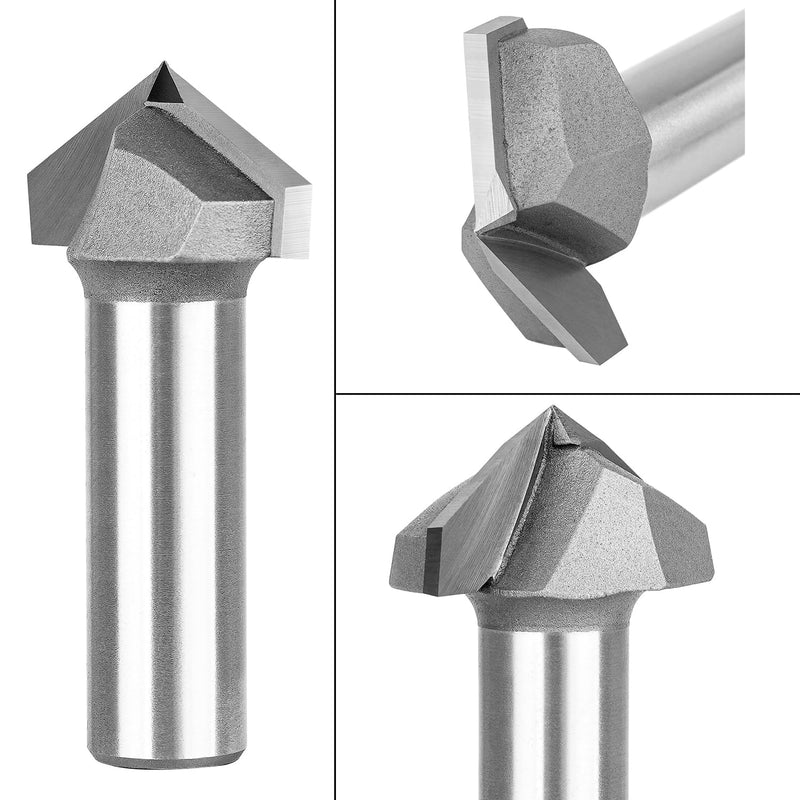 SpeTool 120 Degree V Groove Router Bit 1/2 Inch Shank 1-1/4 Inch Cutting Diameter, Carbide Tip CNC V Bit for Woodwroking Chamfer Bevel Cutter Engraving Tool 120°-D1/2"