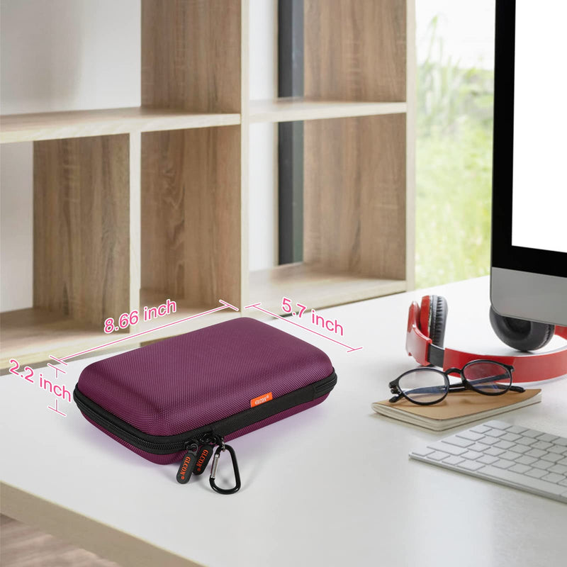 2 Colors Shockproof Hard Shell Carrying Case for GPS, External Hard Drive, Power Bank, Charger, Cable, Heart Monitor, Cell Phone, Electronic Accessories - Larger Capacity Storage Pouch Travel Bag Z Black and Deep Purple