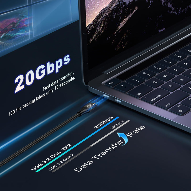 ZIKNYDO Long USB C to USB C Cable 16FT, Supports Up to 20Gbps Data Transfer, 240W Charging, 8K@30Hz, 4K@60Hz /144Hz Video Output, USBC Display Cord for Monitor, Laptop, MacBook Pro, iPad Pro (5m) 16FT*1