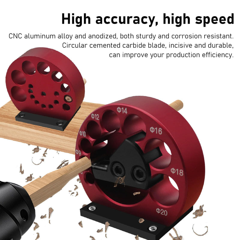 Round High Precision Dowel Cutter Aluminum Alloy with Carbide Blade 8 to 20 mm for Woodworking Dowel Making Drill Accessories