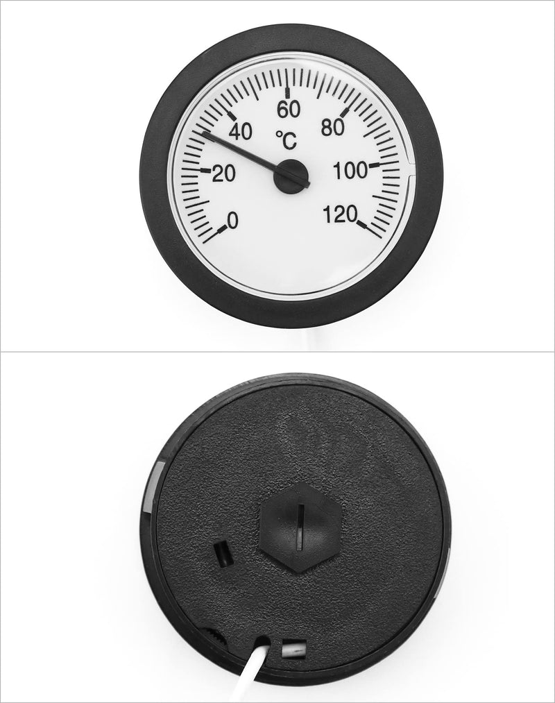 QWORK thermometer with capillary sensor used for boilers, heating and cooling systems, capillary 1000 mm, 0-120°C