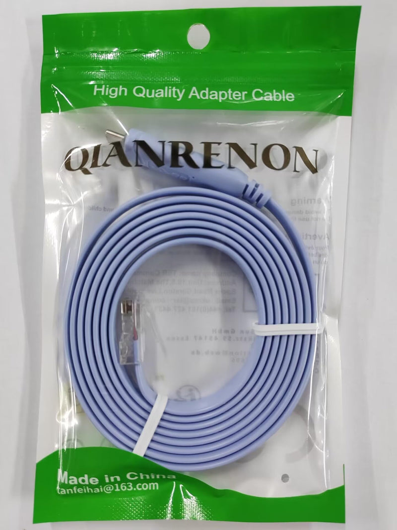 QIANRENON USB-C Cisco Console Cable, USB C to RJ45 Console Serial Debug Cable with FTDI Chip, USB Type C to RJ45 Serial Adapter Cable Compatible with Router, Switch, Firewall, AP (Wireless), 6 ft