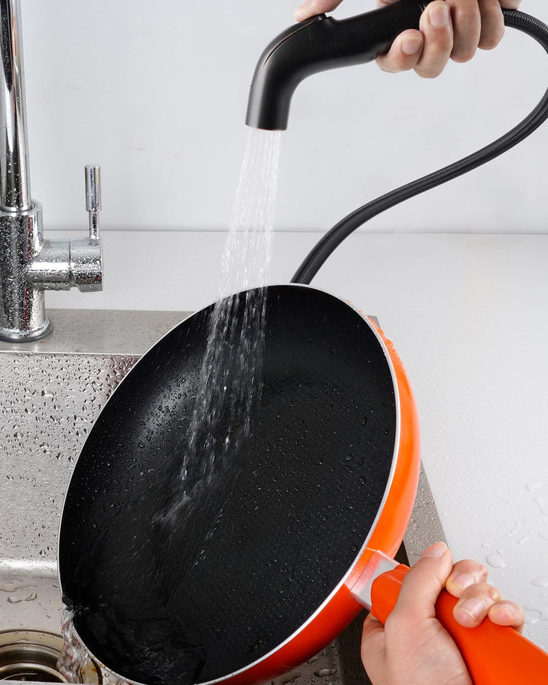 Universal Kitchen Sink Sprayer Head/Braided Hose/Holder, Oil Rubbed Bronze | Faucet Attachment Compatible with Moen Faucet Spray Replacement, Kitchen Sink Side Sprayers Sprayer Head/Hose/Holder Set