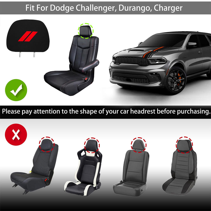 YOSRTER Headrest Covers for Dodge Charger Challenger Durango Accessories Soft Black Fabric Head Rest Cover Universal Fit to All Car/Truck Models 2 Pack（Red Trim） Red Trim