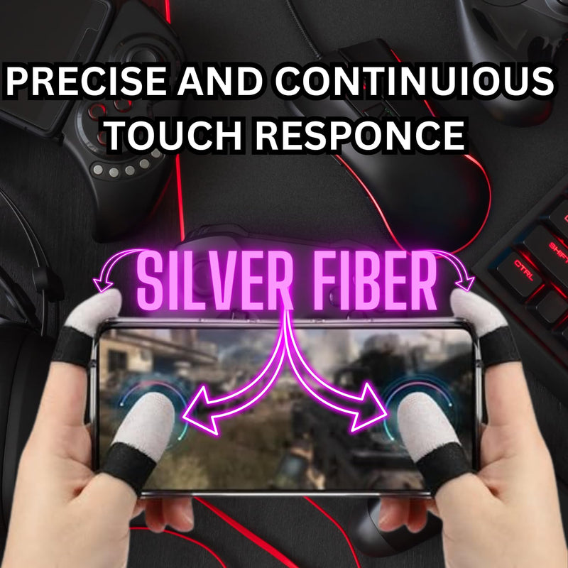 (16 Pack) Durable, Responsive, Gaming Finger & Thumb Sleeves, CODM & Mobile Gaming & Controllers, Pro Covers, Silver Fiber Offers Excellent Conductivity, Superior Senativitity. BLK & WHT