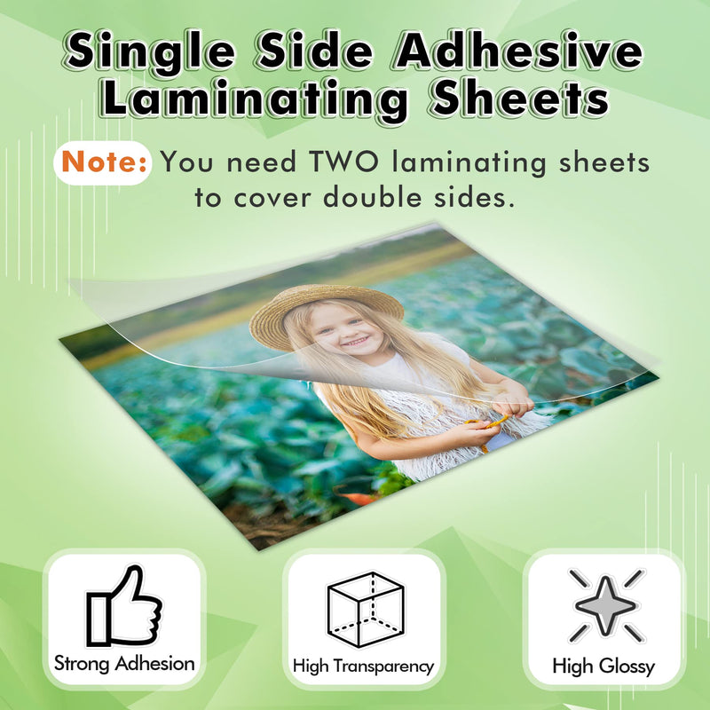 Koala Self Adhesive Laminating Sheets - 9 x 12 Inch Clear Laminate Sheets for Stickers, Photos - 5 Sheets, No Machine Needed 9"x12"
