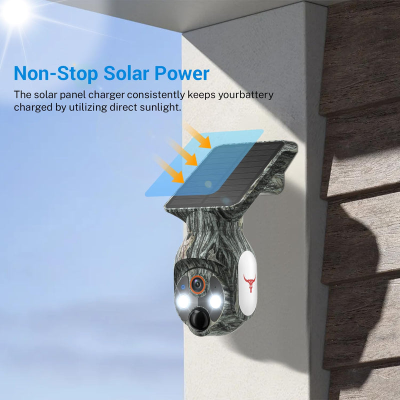 Solar-Powered 1080p WiFi Battery Camera, Security Cameras Wireless Outdoor for Home Surveillance, AI Human Detection, Color Night Vision, Cloud Storage (WiFi (Camo)) WiFi (Camo)