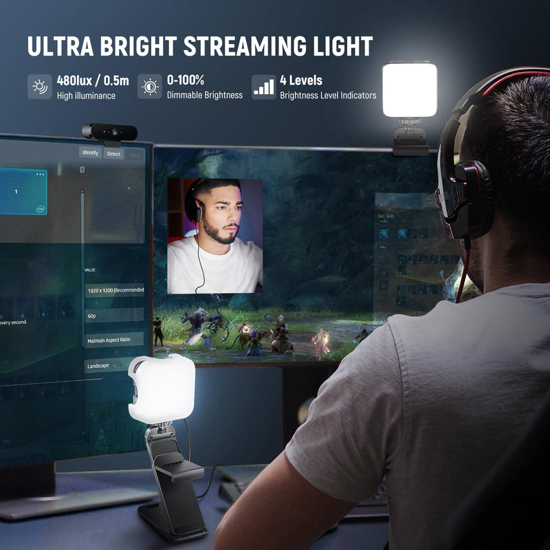 NEEWER LED Streaming Light with Windows & macOS Software Control, 2 in 1 Monitor Mount & Stand, Ultra Bright 2900K-7000K USB Laptop Computer Webcam Lighting for Video Conference, Zoom Call, PL81 PRO