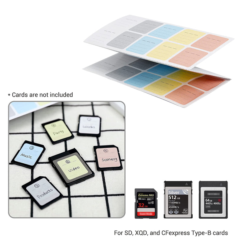 [Australia - AusPower] - (120 Count) Multi-use Label Printable Stick-On Camera Memory Card Labels SD SDHC SDXC XQD CF CFexpress Type-B Card USB Flash Drive Removable Stickers Cards Mark Paper Labeler 120 Labels/Writable Style 