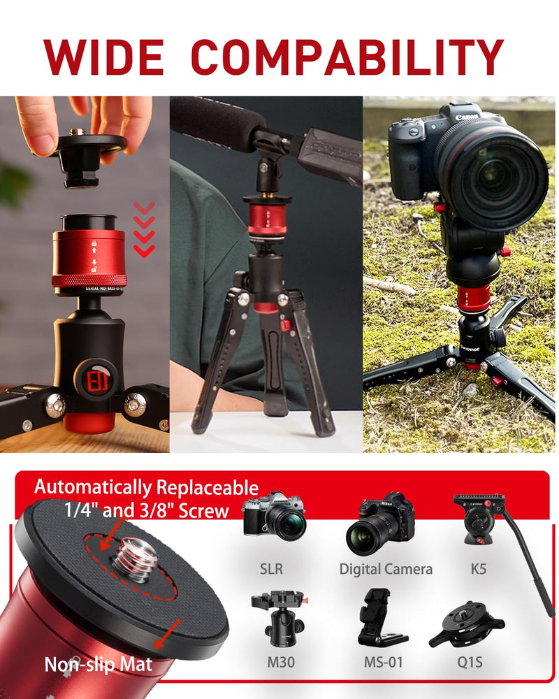 IFOOTAGE Cobra 3 Monopod Base,10" Desktop Mini Tripod,Small Camera Tripod for,Monitor,Phone Holder Clip,Mini Ball Head,LED Flash,1/4"&3/8" Automatic Switching Screw,Load up to 17.64lb/8kg Standard Base Version