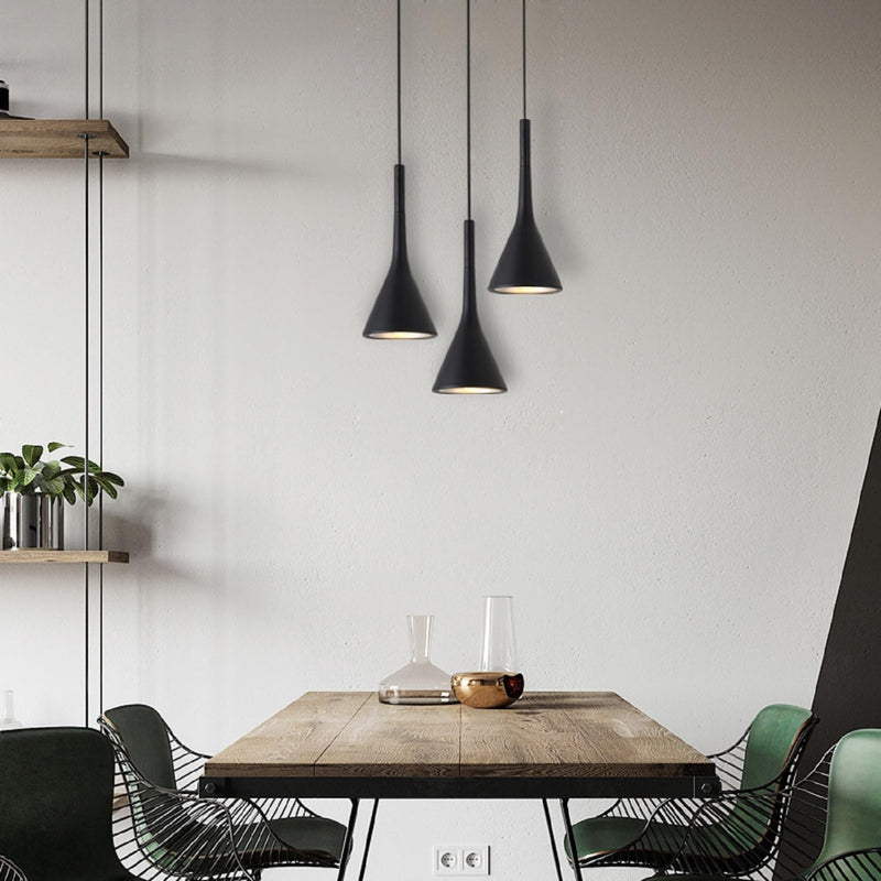 1-Light Small Industrial Kitchen Island Pendant Lights- Farmhouse Black Cone Shade, Living Room Bedroom Bedside Adjustable Hanging Ceiling Lamp with E27 Socket