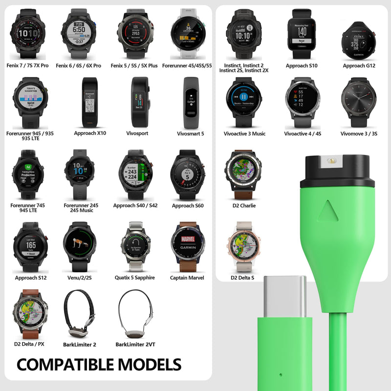 AWINNER Compatible with Garmin Watch Charger Cable (USB C - 1 Pack) USB C - 1 Pack