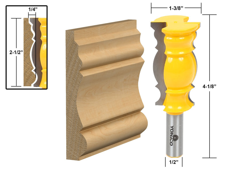 YONICO Crown Molding Router Bits 2-1/2-Inch 1/2-Inch Shank 16147 16147 - 2-1/2" Cutting Length - 1/2" Shank