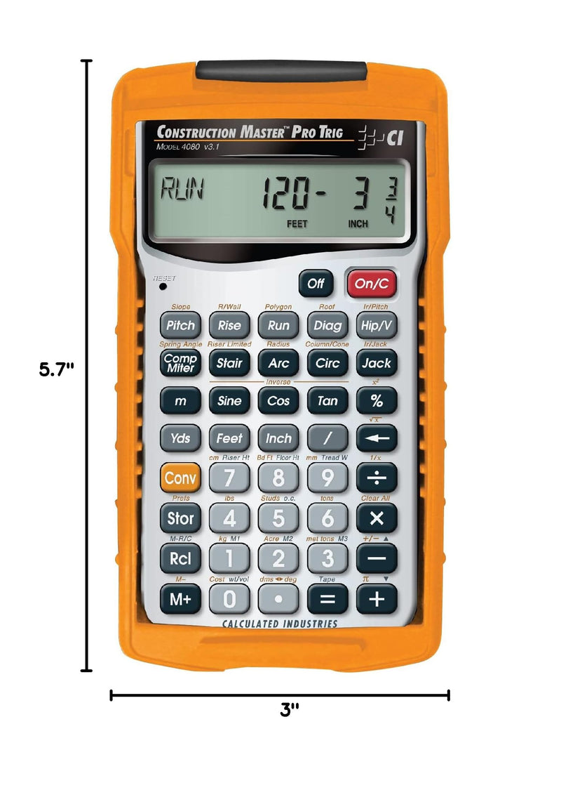 Calculated Industries 4080 Construction Master Pro Trig Advanced Construction Math Feet-Inch-Fraction Calculator with Full Trig Function for Architects, Engineers, Contractors, Estimators and Framers
