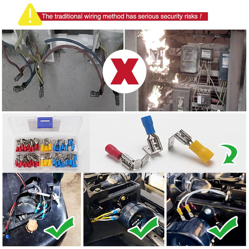 YIXISI 80 pieces piggyback cable lugs set, crimp connector set, crimp connector, insulated electrical connector terminal 80 pieces