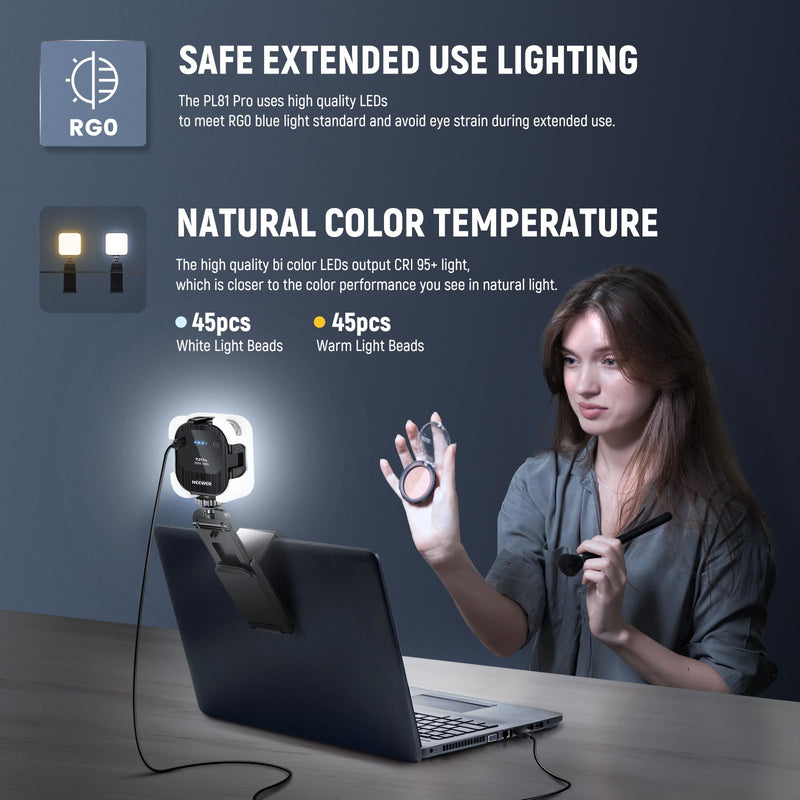 NEEWER LED Streaming Light with Windows & macOS Software Control, 2 in 1 Monitor Mount & Stand, Ultra Bright 2900K-7000K USB Laptop Computer Webcam Lighting for Video Conference, Zoom Call, PL81 PRO